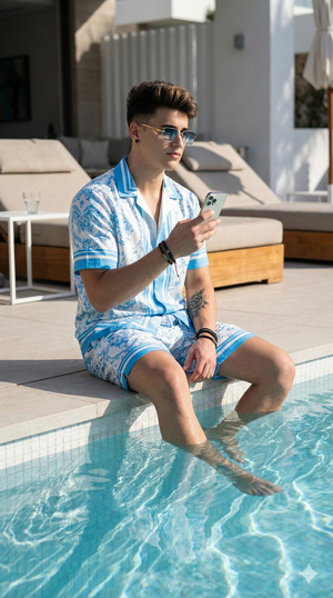 Luxury Poolside Portrait – Google Gemini Prompt Trending Summer Holiday Style
