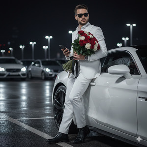 Luxury White Suit Night Portrait