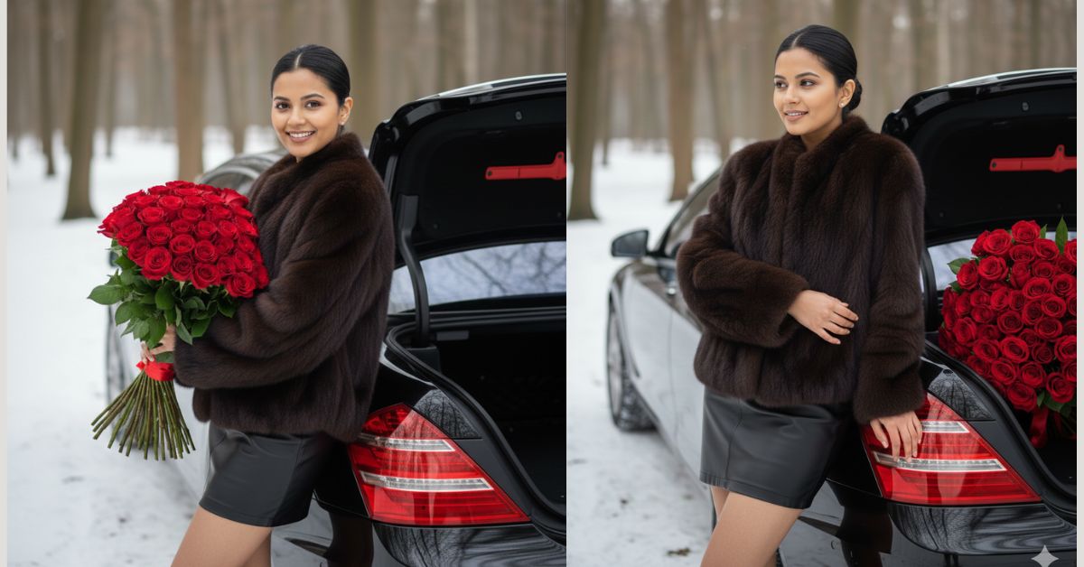 Luxury Winter Mercedes Roses Photoshoot