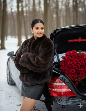 Luxury Winter Mercedes Roses Photoshoot