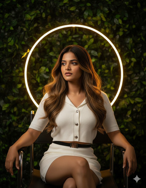 Neon Halo Portrait Warm Night Vogue Look