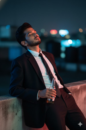 Neon Rooftop Portrait