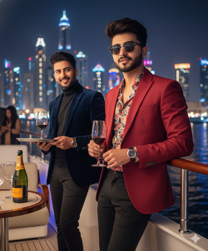 One Arm on Chair Armrest Other Holding Glass Relaxed