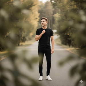 One Hand Adjusting Shirt Editorial Look