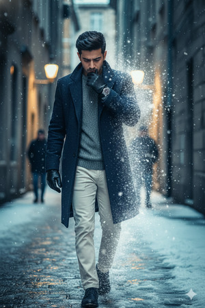 One Hand Brushing Snowfall Reflective Mood 2