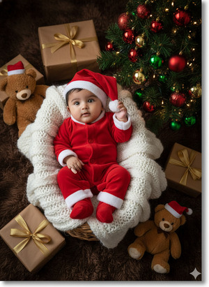 One Hand Holding Santa Hat Slight Tilt