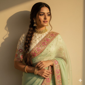 One Hand Lifting Saree Pallu