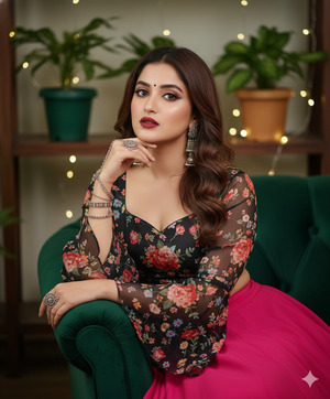 One Hand Near Chin Other on Sofa Editorial Glam