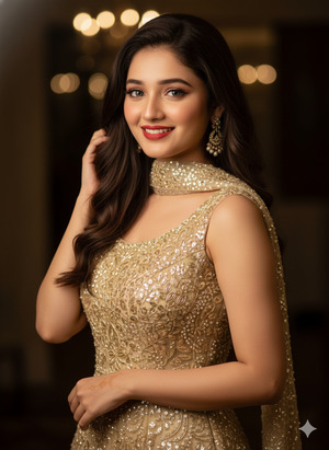 One Hand Near Hair Natural Candid Smile