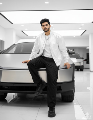 One Hand on Hood Street Pose