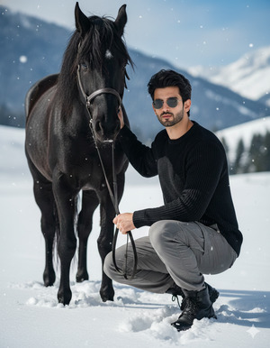 One Hand on Horse Neck Pose Bond Trust