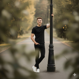 One Hand on Street Light Editorial Calm