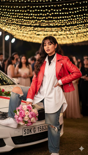 One Leg on Car Hand on Hip Playful Editorial