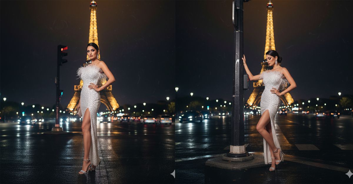 Paris Night Glamour Eiffel Tower Luxury Look