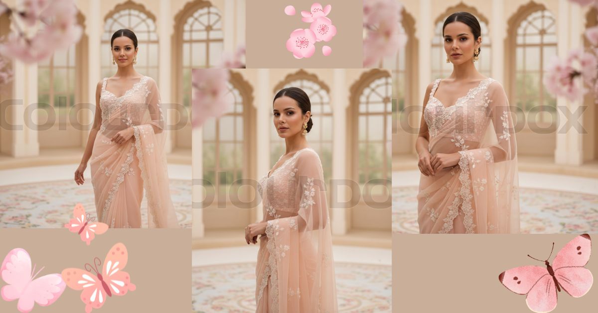 Pastel Peach Saree Elegance Look