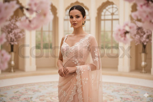 Pastel Peach Saree Elegance Look