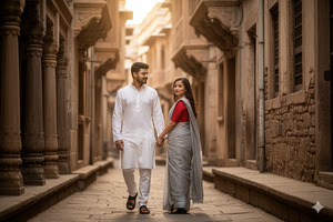 Pose Variant 1– Holding Hands Woman Looking Back