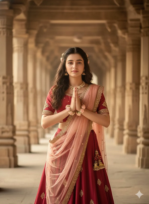 Pose Variant 2 – Looking Down with Hands Joined Devotional Namaste Pose