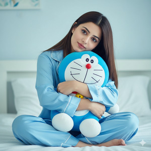 Pose Variant 3 – Side Lean With One Arm Around Plush Soft Aesthetic