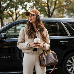 Quiet Luxury SUV Coffee Street Look 1