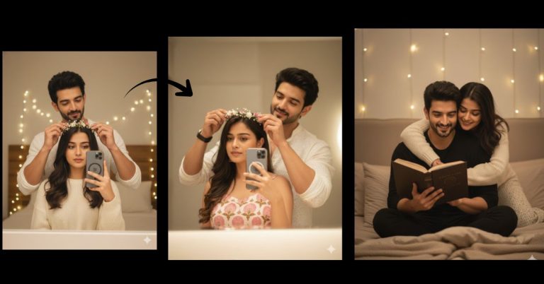 Romantic Mirror Selfie Couple (Trending Cozy Bedroom Style)
