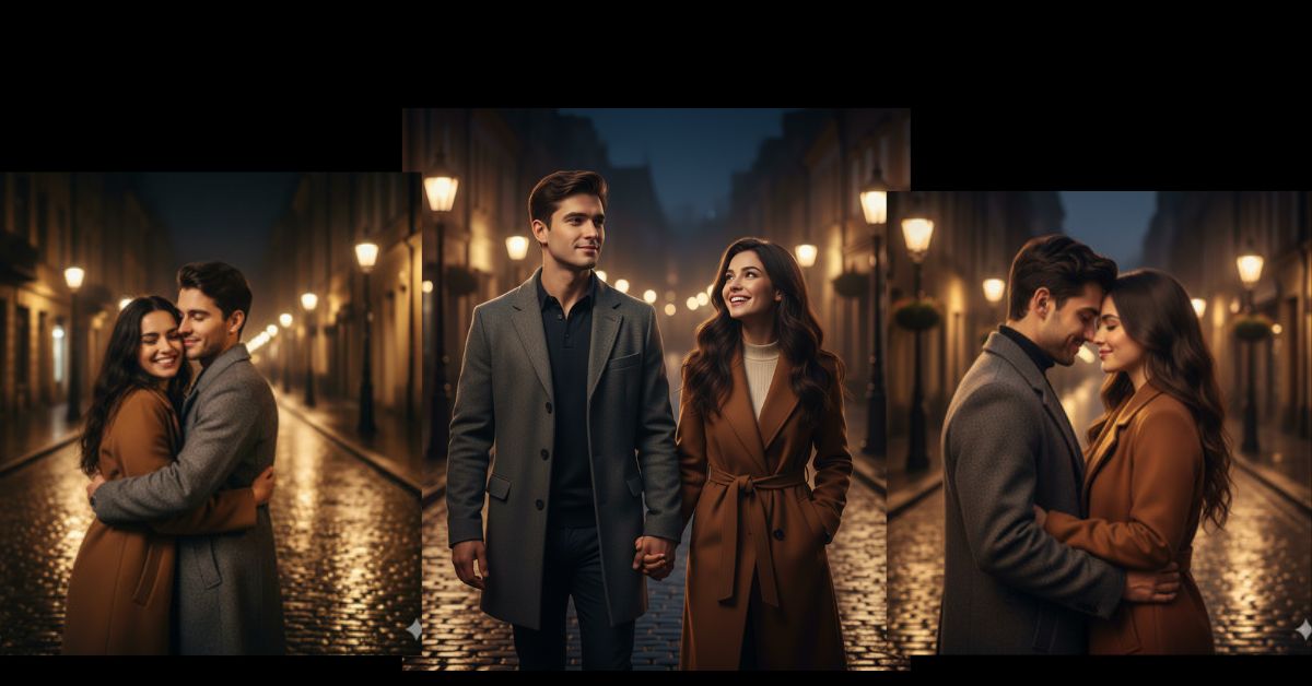 Romantic Night Street Couple Scene