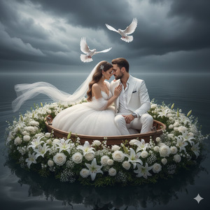 Romantic Wedding Boat Portrait