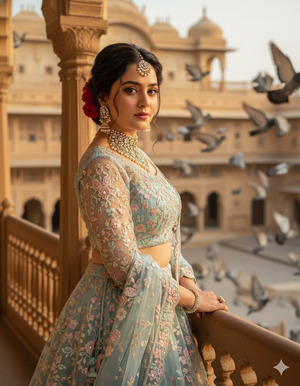 Side Pose Leaning on Balcony Railing