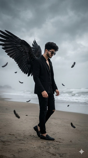 Side Profile Angel Pose Mysterious Look