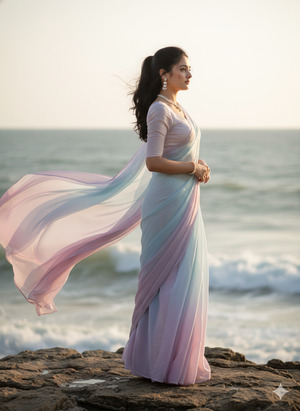 Side Profile Saree Pallu in Motion