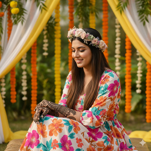 Side Sitting Looking Down at Mehndi