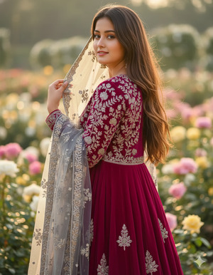 Sideways Back Pose Dupatta Held Lightly