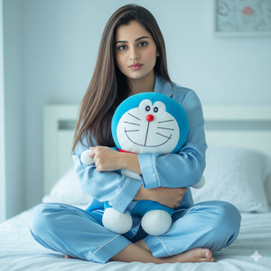 Sitting Cross Legged Hugging Plush Super Cozy