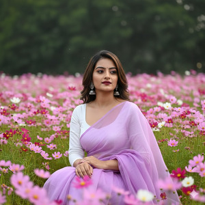 Sitting Upright Saree Pallu in Hand