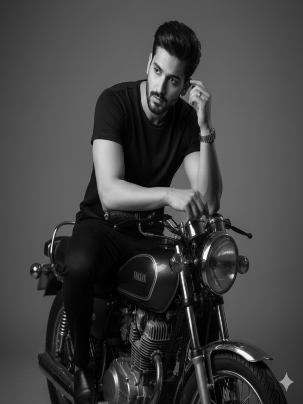 Sitting on Bike Pose Calm Powerful