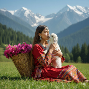 Sitting on Grass Kissing the Goat