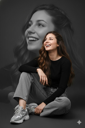 Sitting with One Knee Raised Confident Aesthetic