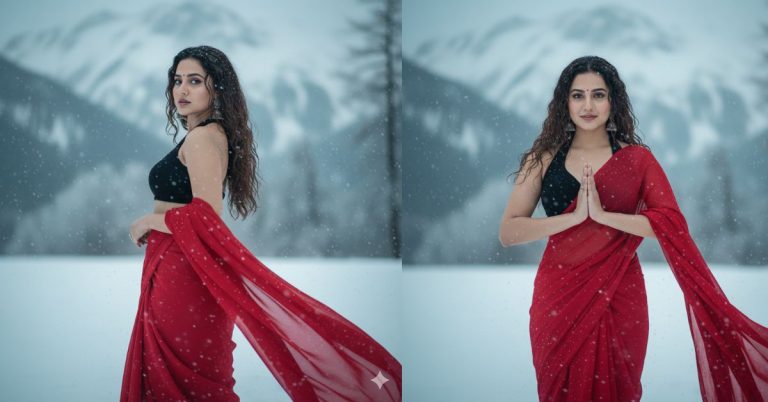 Snowy Saree Portrait Look