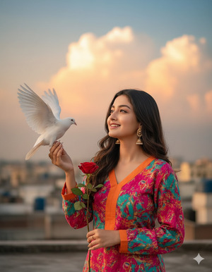 South Asian Rooftop Golden Hour Portrait