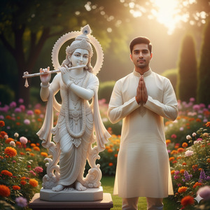 Spiritual Portrait with Lord Krishna Indian Kurta Style