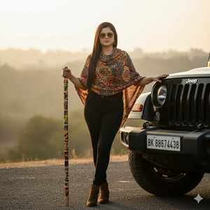 Standing Beside Jeep Powerful Attitude