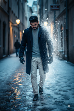 Stopping Mid Walk Looking Down at Footsteps