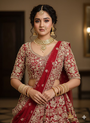 Trending Bridal Lehenga Look of a Beautiful Young Woman