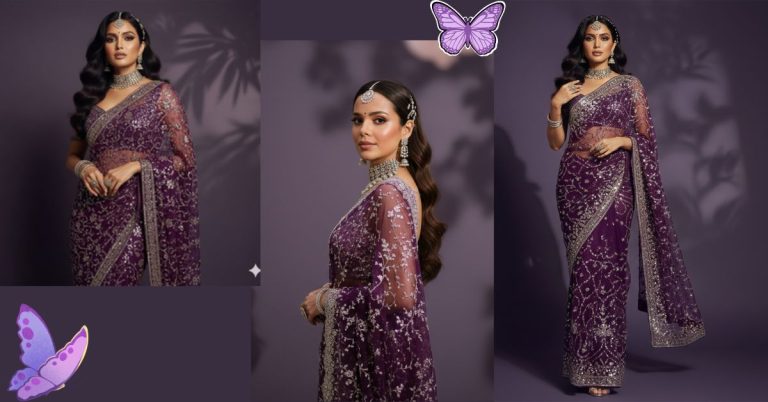 Trending Deep Purple Saree Look for Instagram Reels