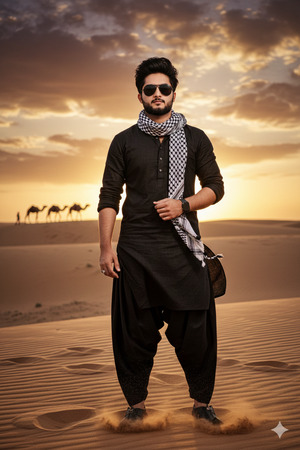 Trending Desert Style Look with Kurta Keffiyeh