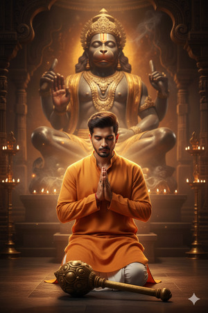 Trending Hanuman Devotion Cinematic Scene