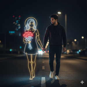 Trending Neon Love Illusion Art Night Scene