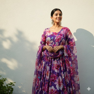 Trending Purple Anarkali Outdoor Portrait 2