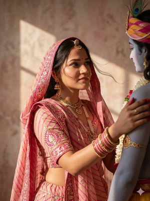 Trending Rajasthani Lehenga Krishna Portrait