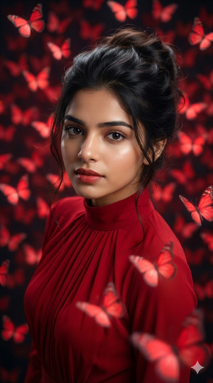 Trending Red Butterfly Cinematic Portrait